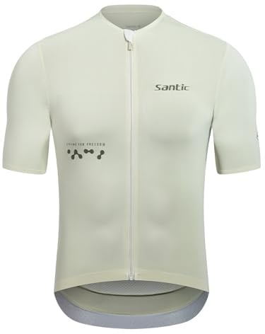 Santic Herren-Fahrradtrikot, kurzärmelig, mit durchgehendem Reißverschluss, UPF 50+, Fahrradtrikot mit Taschen
