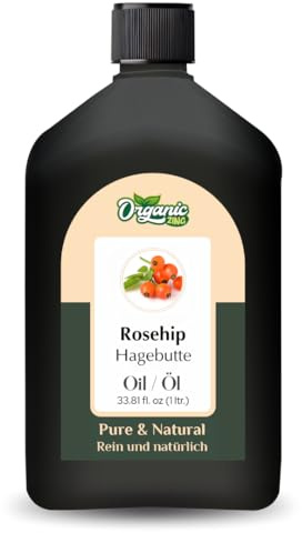 Organic Zing Rosehip seed (Rosa rubiginosa) Oil Cold Pressed Pure & Natural for Skin care, Hair Care, Massage - 1000ml/33.8fl oz