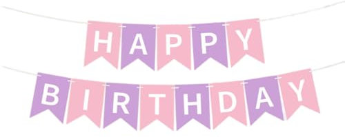Kiyanest Bannière Anniversaire Pastel – Guirlande Happy Birthday Rose & Violet pour Décoration de Fête, Banderole Réutilisable pour Adultes & Enfants, Déco Intérieure & Extérieure