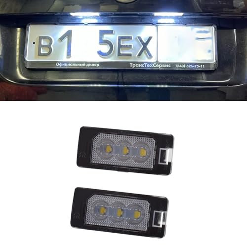 Fouedy LED-Kennzeichenbeleuchtung für VW Golf Touareg Passat Tiguan Jetta Audi A1 A3 Seat Ibiza Skoda Octavia, 2 Stück