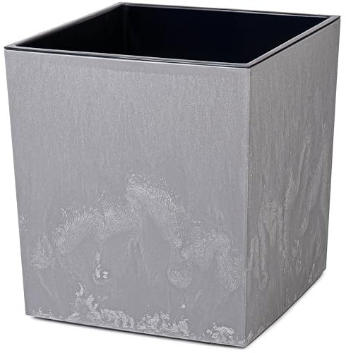 KONZEPT Blumenkübel mit Einsatz, XL 40x40x40 cm – UV-beständig & wetterfest, aus 100 % recyceltem Kunststoff – Pflanzkübel in grau Beton-Optik für Garten, Balkon & Terrasse