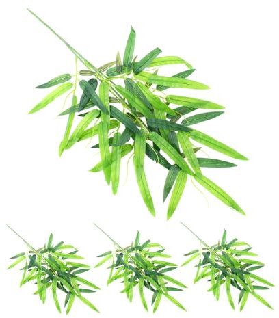 Cabilock 4stücke Künstliche Bambusstäbe Mit Blättern Für Innen Und Außendekoration Für Hotel Und Partydekoration Simulierte Grüne Bambusblätter