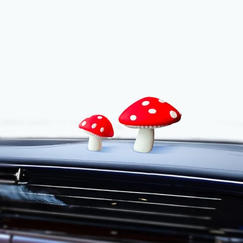 KIAYOO Auto Interieur Zubehör Armaturenbrett Dekorationen, 2STK Pilze süße Spaß Auto Armaturenbrett Dekor Ornament Geschenk für Frauen, Junge Frauen, Männer und Junge Männer