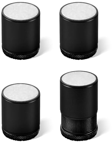 Geoyien 4 Pièces Pied Reglable pour Meuble, Métal Pied de Meuble Reglable, Rehausseurs de Table Auto-adhésifs, pour Chaise, TV, Canapés, Armoires (Noir, L)