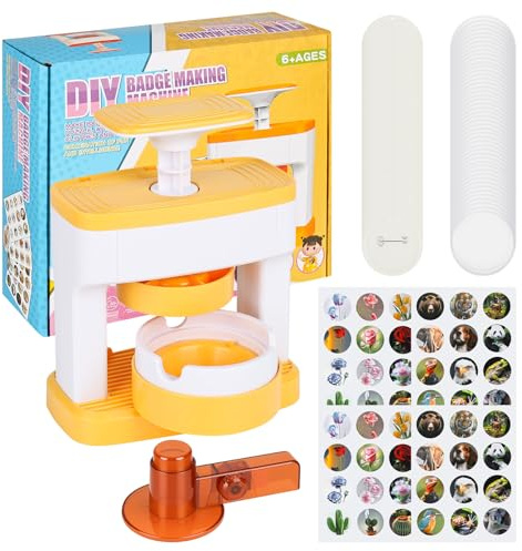 YHNDECO Buttonmaschine, 55mm Button Maker Badge Machine, Button Press Machine, Abzeichen Macher Maschine mit 48 Zubehörteilen & Kreisschneider, Badge Maschine, Pin Maker für Party und Geschenke