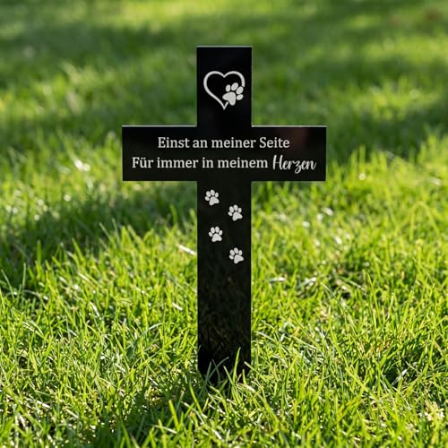 Photect Croix Funéraire Ornement de Tombe en Acrylique avec Gravure Ornement de Tombe pour Chiens et Chats Pierre Tombale Cadeau de Deuil pour Propriétaires d'animaux(Croix)