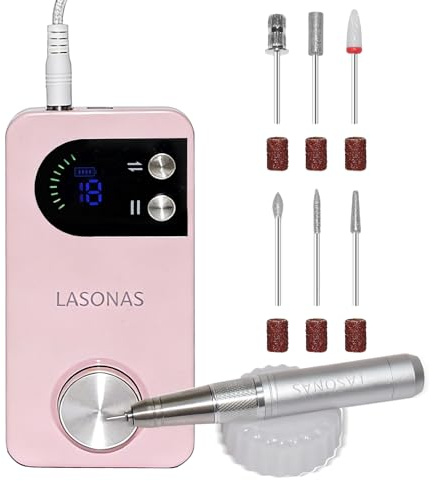 Professional Electric Nail Drill Machine, 40000 RPM Cordless Rechargeable Nail File Low Noise, Portable Efile Nail Drill with Bits Kit for Acrylic Gel Nails Manicure & Removal