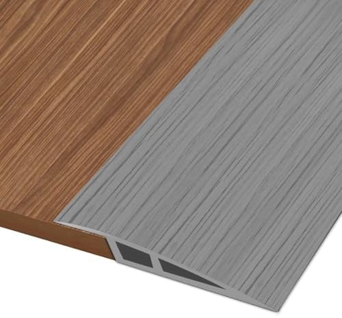 Hengrongshen Floor Transition Strip, Vinyl Door Threshold Strip Self Adhesive Threshold Flooring Transition for Laminate Doorway Edge Threshold Height Difference from 5 to 10mm (Gray Wood, 3.0M)