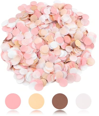 soitzhoc Rund hochzeits konfetti | 6000 Stück, Tischdekoration konfettipapier, 1 cm | Geeignet für Weihnachten, Hochzeit, Geburtstagsdekorationen (Red Pink White Champagne, 60g)