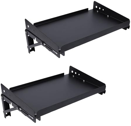 Aramox 2 Pack Étagère Murale de Garage, 2-Pack Étagère de Rangement Pliable Murale en Métal Lourd Ajustable avec Support, Capacité de 200 LB pour Outils Électriques, Boîte à