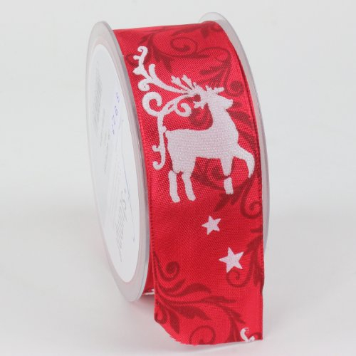 Dekoband Hirsch Schleifenband Geschenkband Geschenk 40mm x 20m (rot (123))