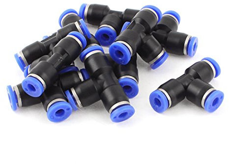 sourcing map 4mm 3 Voie T Pression Pnéumatique Rapide Dégagement Tuyau Raccords 10Pcs