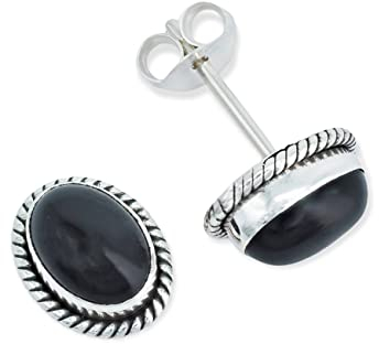 Ohrstecker 925 Silber Onyx schwarzer Stein Edelstein Ohrringe echt Silber Damen Sterling Silber Stecker Geschenk(MOS-021-03)