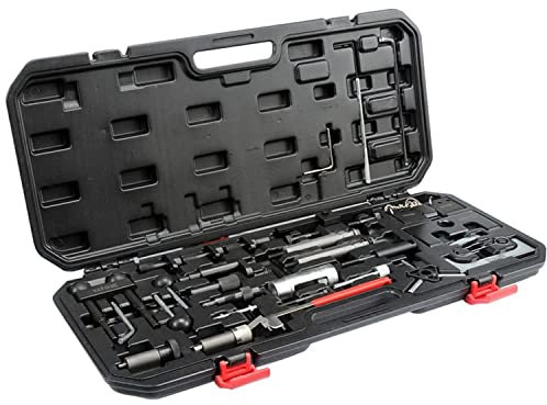 YATO Automobilwerkzeug Werkzeug-Set Timing Tool, Schwarz, Kohlenstoffstahl, 34 Teile, 4.4 kg, 60 x 27 x 25 cm (L x B x H), für VAG Motoren