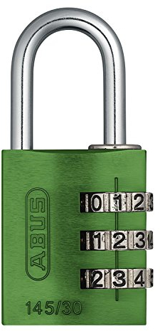 ABUS Zahlenschloss 145/30 Grün - Kofferschloss, Spindschloss u. v. m. - Aluminium-Vorhängeschloss - individuell einstellbarer Zahlencode - ABUS-Sicherheitslevel 3