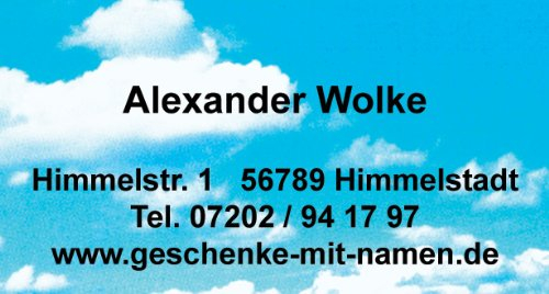 Visitenkarten Himmel mit Ihrer kompletten Adresse, 54 Stück, ca. 88 x 45 mm