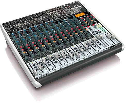 Mezclador Behringer XENYX QX2222USB Premium de 22 entradas y 2/2 buses con preamplificadores de micrófono y compresores XENYX, procesador Klark Teknik Multi-FX, opción inalámbrica e interfaz USB/audio