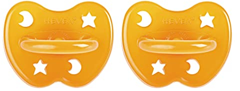 HEVEA Naturkautschuk Schnuller Kiefergerechte Form, 3-36 Monate - hygienisches einteiliges Design für Neugeborene bis Kleinkinder, BPA-frei, weich & langlebig - 2Pack (Natürlich)