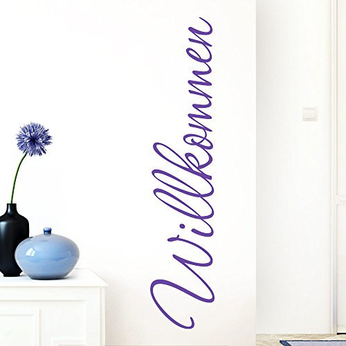 Grandora Wandtattoo Wort Willkommen I Lavendel 13 x 58 cm I deutsch Flur Diele Eingang selbstklebend Aufkleber Wandaufkleber Wandsticker W1099
