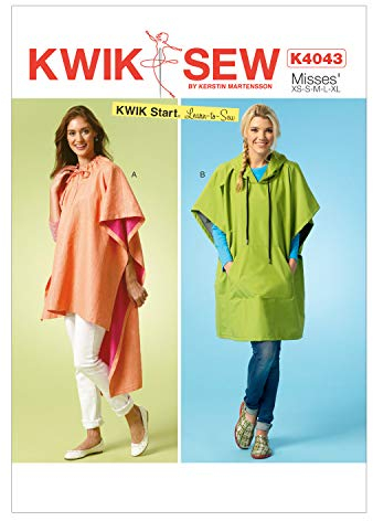 KWIK-SEW PATTERNS englisches Schnittmuster KwikSew 4043 Poncho XS-XL