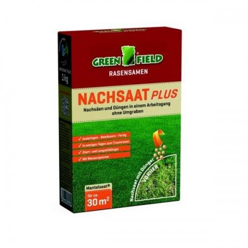 Greenfield Nachsaat Plus 1 kg Faltschachtel, Rasensamen, Rasensaat