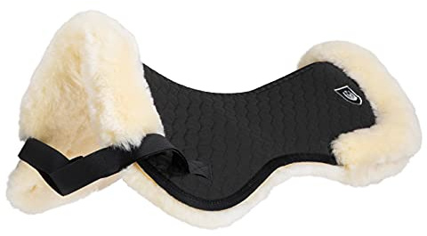 CHRIST Werner Sattelkissen/Sattelpad Rand Standard Sattelunterlage aus echtem Lammfell, komfortable, wärmend Lammfellunterlage mit Fell-Rand, schwarz, Gr.: Warmblut