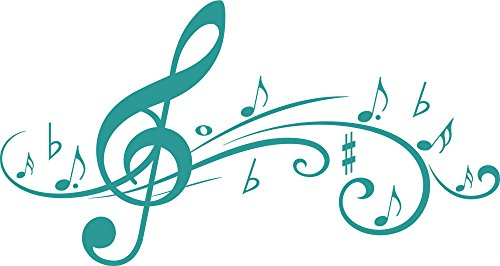 GRAZDesign Wandtattoo Musik Wohnzimmer Jugendzimmer Musikraum | Wandaufkleber Notenschlüßel - 56x30cm / 054 türkis
