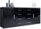 Vladon Sideboard Faro V2, Made in Germany, Kommode mit 2 Türen und 4 Schubladen, Schwarz matt/Schwarz Hochglanz (166 x 72 x 35 cm)