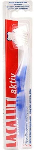 Lacalut aktiv Zahnbürste 1 St, PZN-11053488, Silikon, Weiß (Bürste), Hellblau (Griff), Manuell, Aktivkohle, Fluorid, Schmelzschutz