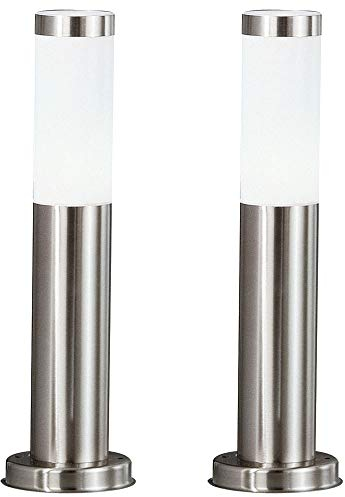 2er-Set Außenbereich Steh Lampe IP44 Beleuchtung Garten Leuchte Edelstahl modern