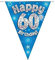 Party Bunting Happy 60th Birthday Blue Holographic 11 flags 3.9m