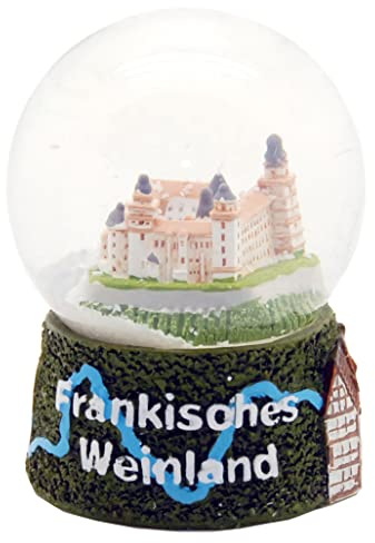 30009 Souvenir Schneekugel Unterfranken Festung Marienberg Fränkisches Weinland Weininsel Reiseandenken Deutschland Bayern Schüttelkugel 65mm