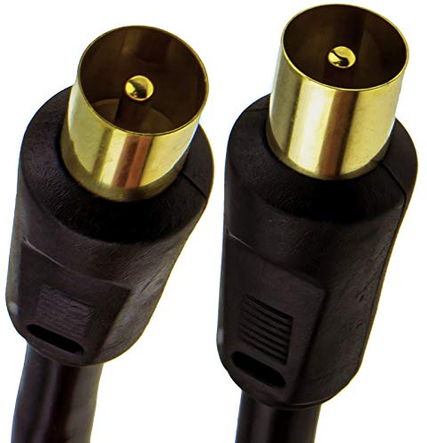 kenable RF Coaxial RG6 TV Aerial Lead Coax Male Plug to Plug Black Cable GOLD 1.5m [1.5 metres]
