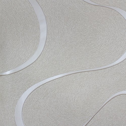 marburg Tapete Pearl, Beige Welle - Linien, Geschwungen, Schnörkel - Ideal für Wohnzimmer - Colani Visions - Made in Germany - 10,05m X 0,70m - 53339