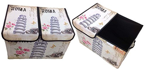 GMMH Aufbewahrungsbox mit Deckel gepolstert Paris Rom England London Kiste Organizer (Pisa)