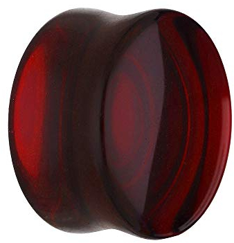 Treuheld® | 10mm Glas Ohr Plug/Flesh Tunnel | Dunkel-Rot | Double Flared | Ohne Gewinde | Damen und Herren | halb-durchsichtig/transparent