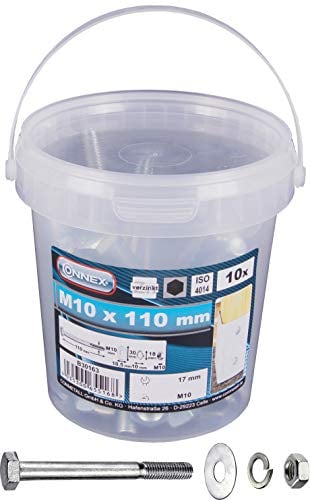 Connex B30163 Vis à tête hexagonaux M10 x 110 galvanisés 10 g