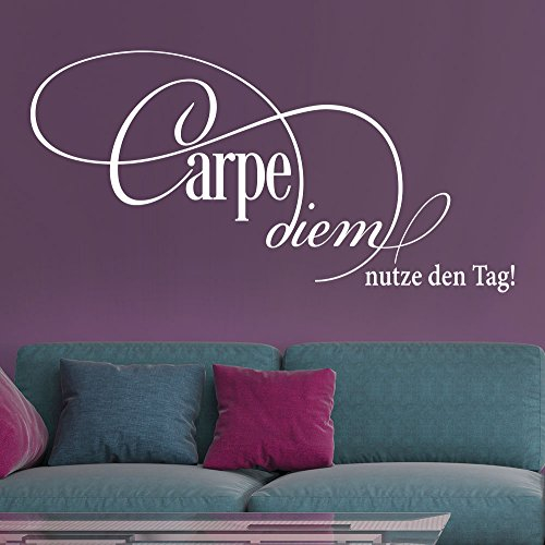 Wandtattoo Carpe Diem (Farbe weiss/Größe 100x50cm)