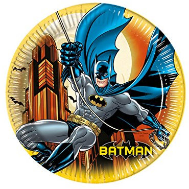 8 Assiettes de fête Batman en carton 23cm