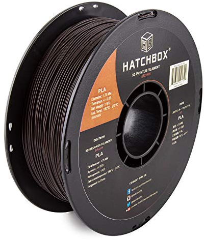 HATCHBOX 1,75 mm braunes 731 C PLA 3D-Drucker-Filament - 1-kg-Rolle - Dimensionale Genauigkeit +/- 0,03 mm