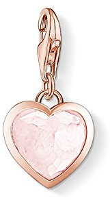 Thomas Sabo Pink Heart Gold Plated Rose Gold Milky Quartz Charm Pendant