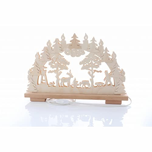 Rudolphs Schatzkiste Schwibbogen mit Waldtieren und Beleuchtung BxHxT 50x29x7cm NEU Lichterbogen Fensterbogen Spitzbogen Erzgebirge Seiffen Weihnachten Licht Holz Dekoration Beleuchtung