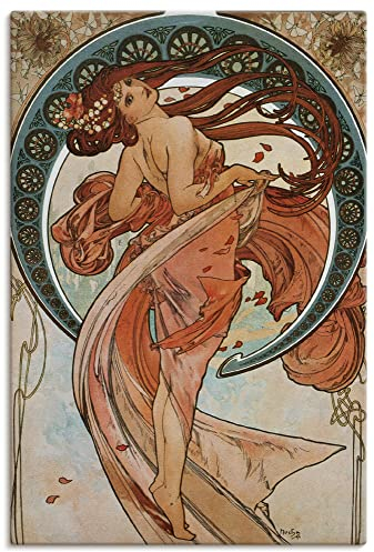 ARTLAND Wanddeko Leinwand Bilder Wandbild 60x90 cm Frau Kleid Ornamente Vier Künste Der Tanz 1898 Jugendstil Alfons Mucha T7HU