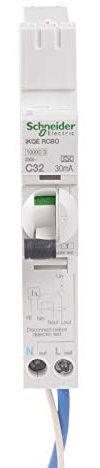 Schneider Electric, SEE132C03, iKQE RCBO, Disjoncteur de fuite de terre, 1P + N, 32 A, 30 mA, 10 000 A