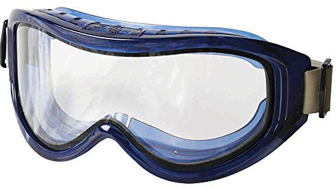 Sellstrom Safety Goggles – Odyssey II Chemical Splash Eye Protection, S80201, Anti Fog, Scratch Resistant, Latex Free Protective Eye Shield with Dual Panel Clear Lens, Blue Frame,One Size
