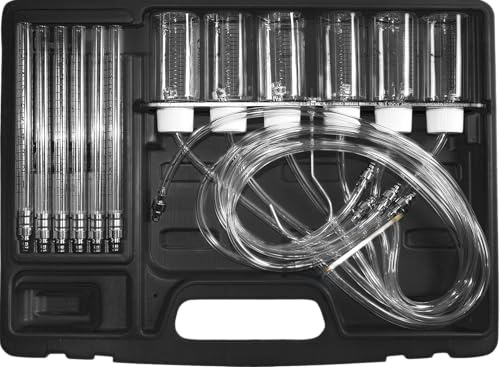 SW-Stahl 26078L Rücklaufmengenprüfer - 7-teilig Diesel Injektor Prüfset | Common-Rail Tester zur Injektor Leckagemessung, Kraftstoffrücklauf Prüfgerät mit 6 Adaptern, präzises Diagnosewerkzeug