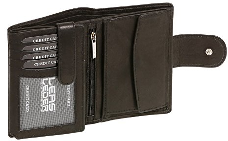 LEAS Damenbörse und Herrenbörse mit Außenriegel im Hochformat Echt-Leder, schwarz Special-Edition