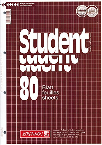 Collegeblock/Rechenblock Brunnen 80 Blatt/rautiert - A4