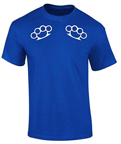 Mens Knuckle Dusters Traditional Tattoo Style T-Shirt Royal Blue (XXL)
