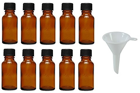 Viva Haushaltswaren – 10 tropffl Ash 20 ml/Farmacia Botellas con tropfei nsatz en marrón Cristal, Incluye Embudo